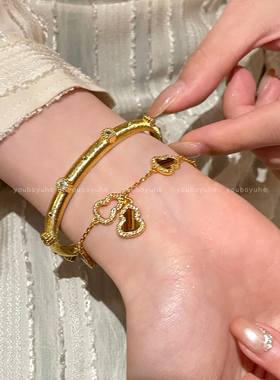 高保色18k金虎眼石葫芦轻奢手链