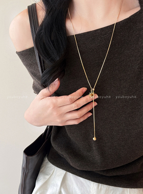 金色虎眼石抽拉气质大气项链