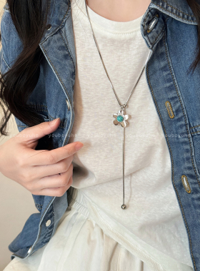 美拉德虎眼石花朵吊坠项链配饰女