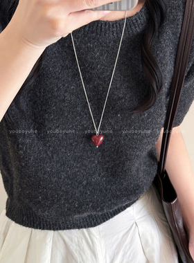 红色爱心项链秋冬长款毛衣链配饰