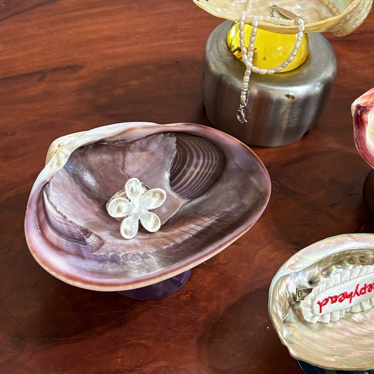 IN Chaos小众天然贝壳彩色玻璃底座首饰托盘味碟甜品盘水果盘食盘,淘宝优惠券,粉丝福利购,淘宝优惠卷