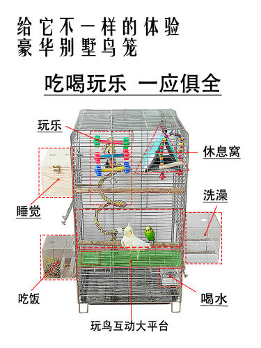 鹦鹉笼子大型豪华鹦鹉鸟笼别墅大号不锈钢繁殖玄凤八哥专用鸟笼子 - 图2