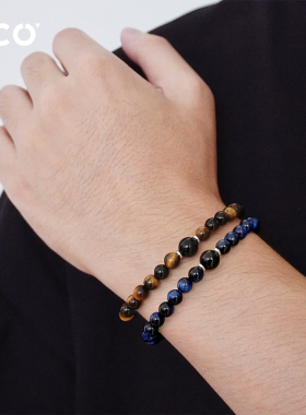 CCO虎眼石一眼万年手串男玛瑙叠戴串珠手链配饰送男友