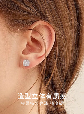 CCO锆石圆形耳钉银色/金色