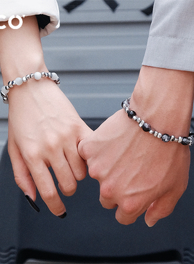 复古碎银子拼接串珠情侣手链