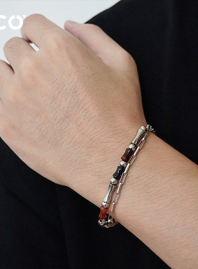 嘻哈个性双层玛瑙竹节拼接手链