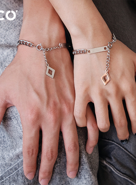 情侣手链男女方牌吊坠手链