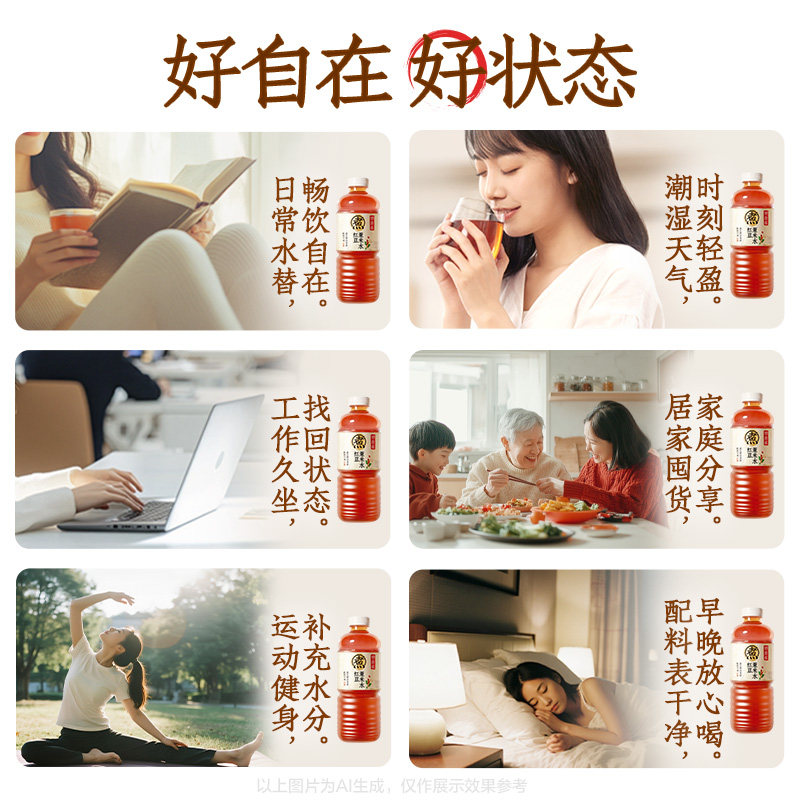 元气森林好自在 红豆薏米水 无糖植物饮料 900mL*12瓶装整箱