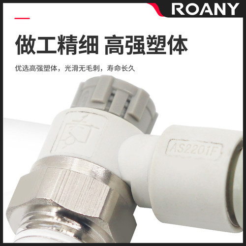 气动AS可调接头1201F-M5-04A气缸节流阀AS2201F调速02-06SA速度控 - 图1