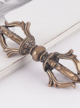 黄铜传统五股金刚杵仿古收藏手把件藏式法器文玩家居摆件铜器