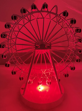 高奢纯手工居家桌面金属创意摩天轮摆件电动旋转充电灯光装饰品