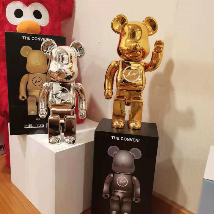 正确版藤原浩金银闪电 积木熊暴力熊摆件电镀bearbrick400% - 图3