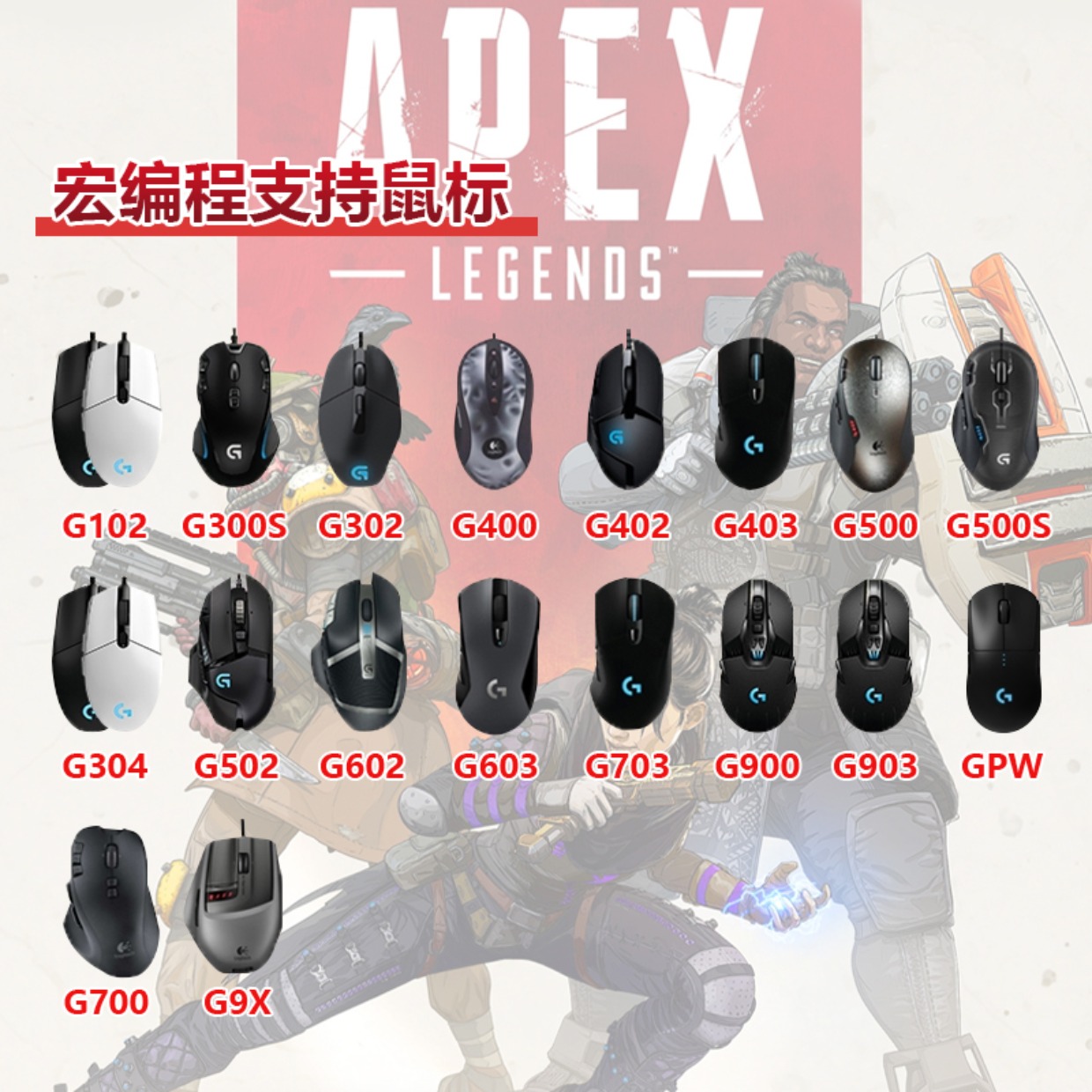 APEX英雄罗技雷蛇血手鼠标宏G304G102GPWG402apex主播定制压枪宏-图3