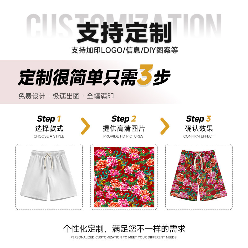 2025夏季新款东北碎花速干休闲短裤男国潮宽松薄款运动沙滩五分裤,淘宝优惠券,粉丝福利购,淘宝优惠卷