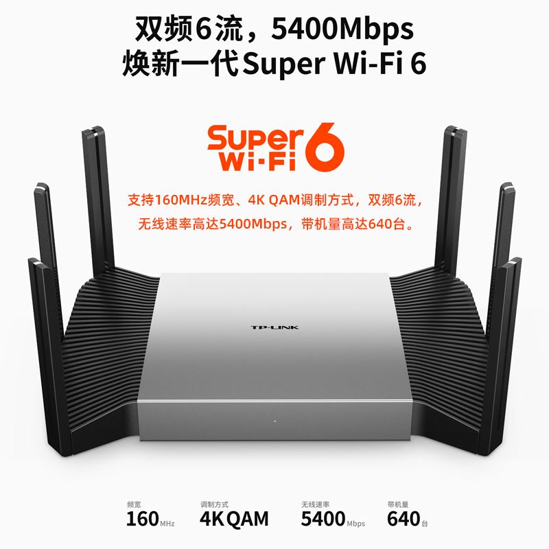 TP-LINK AX5400路由器WiFi6无线家用千兆端口高速wifi穿墙王tplink双频5G光纤电信mesh大户型XDR5480 - 图0