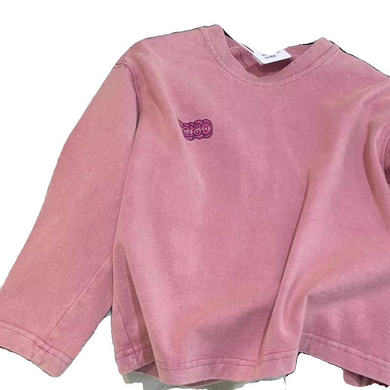 儿童复古做旧长袖t恤2026新款男童韩范休闲潮酷帅气内搭圆领上衣,淘宝优惠券,粉丝福利购,淘宝优惠卷