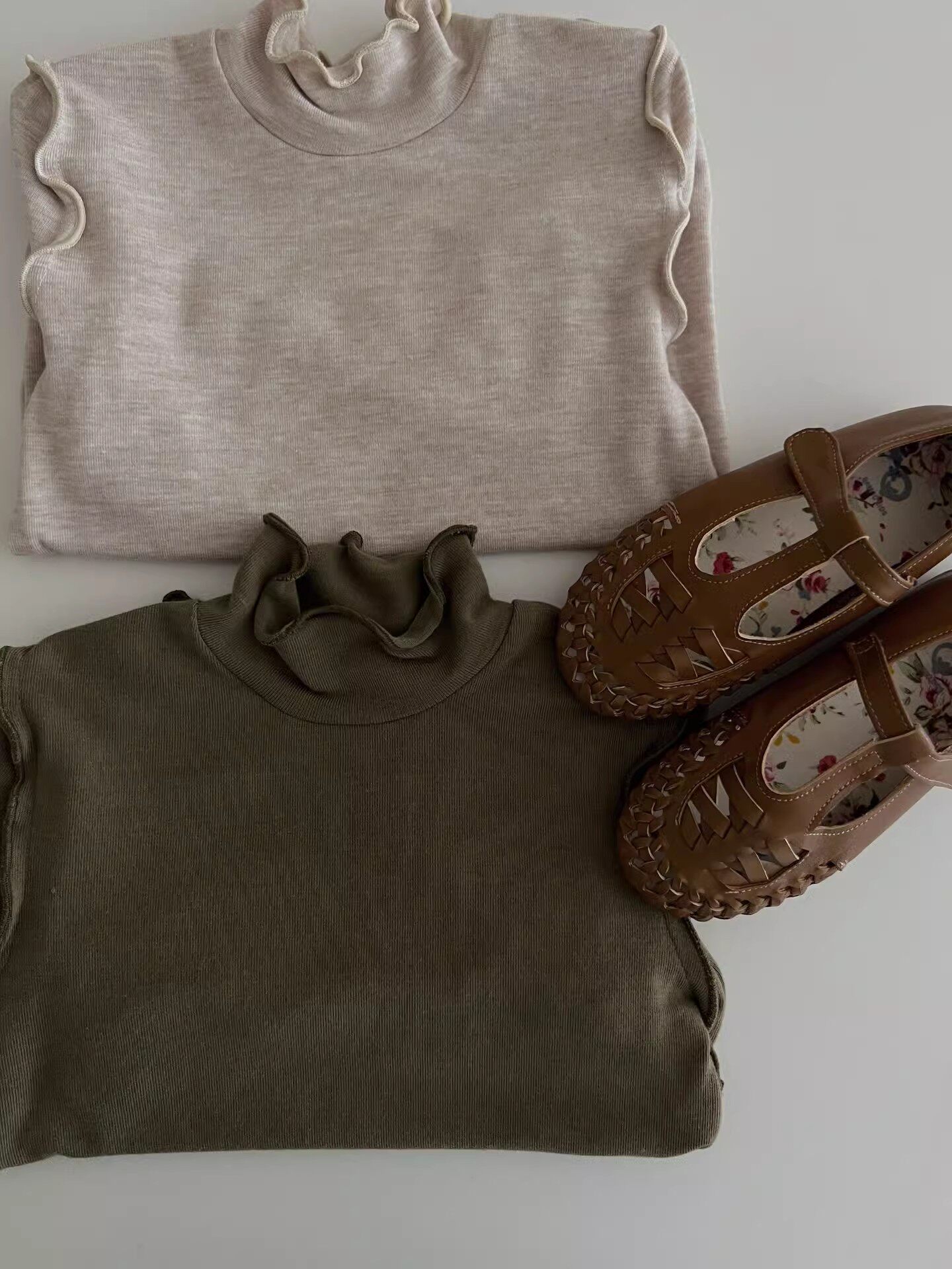 女童打底衫秋装洋气时髦小女孩木耳边儿童长袖T恤内搭半高领上衣,淘宝优惠券,粉丝福利购,淘宝优惠卷