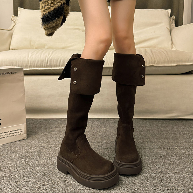 显瘦长筒靴小个子高筒骑士靴女款2025年秋冬款多巴胺过膝长靴 - 图0