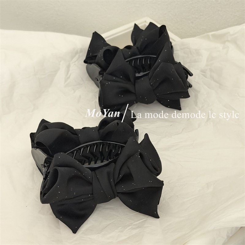 细闪缎面蝴蝶结抓夹丸子夹网红气质发夹女高马尾夹子懒人盘发神器,淘宝优惠券,粉丝福利购,淘宝优惠卷