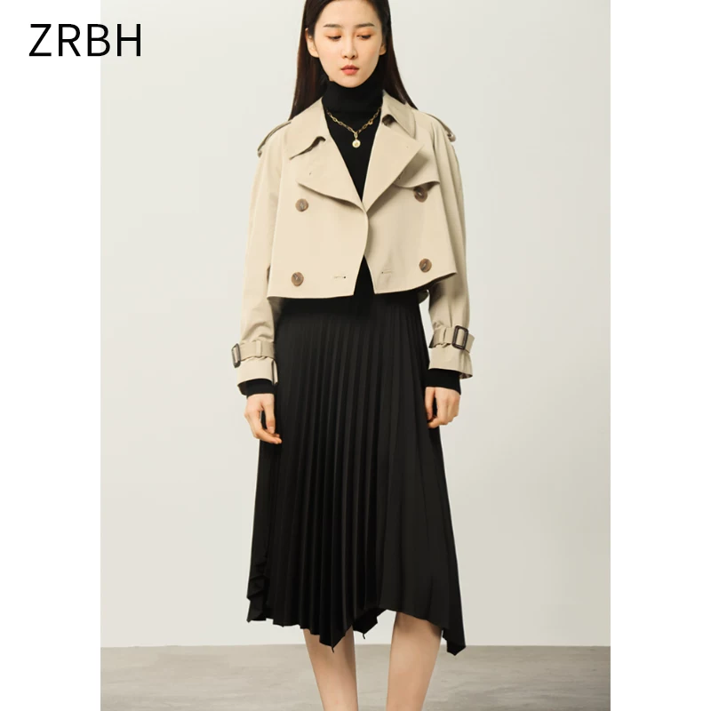 Осенний короткий_trench coat, куртка, коллекция 2021 года, oversize, свободный крой