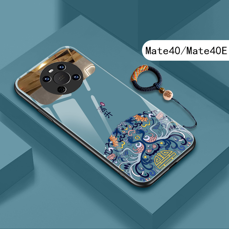 华为mate60手机壳镜面玻璃m40pro+国潮mete50中国风mt40e保护套p40镜头全包p50pro防摔男女meta30网红por新款 - 图1