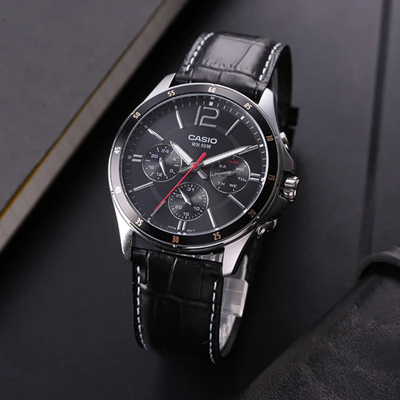 送礼卡西欧商务手表男MTP1374L/1374D防水石英表非机械表正品 - 图0