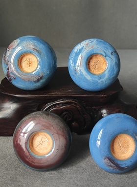 钧瓷大师陈奎峰纯手工实心手把件挂件玉石釉精品葫芦摆件高7-8㎝