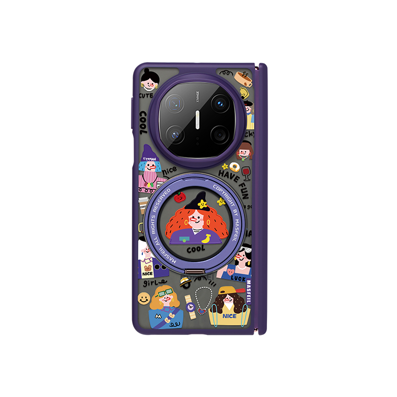 ANGYING × 欢乐涂鸦女孩适用于华为matex6手机壳折叠屏新款matex7典藏版保护套x3带磁吸支架X5超薄网红高级 - 图0