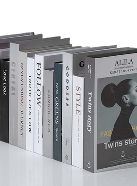 英文假书简约现代客厅书房装饰