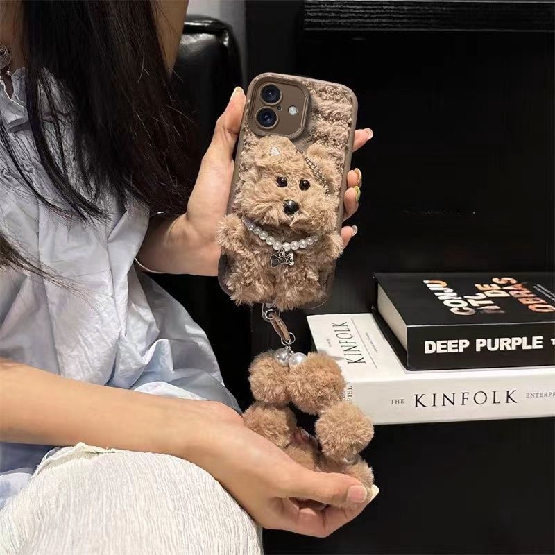 可爱毛绒小狗适用于荣耀400/300手机壳200/100/90/80防摔X70/60/50高级感Play9T软magic6pro畅玩70plus保护套 - 图3