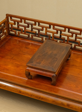 二十世纪黄花梨曲尺纹罗汉床及炕桌明清家具收藏海南黄花梨罗汉床