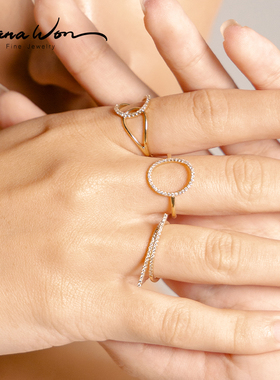 女钻石镶嵌简约高级戒指