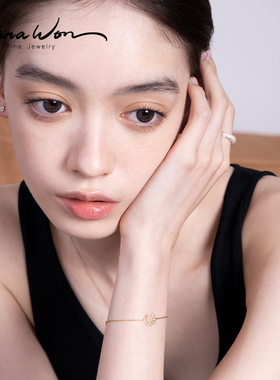 WanaWon14K金培育钻石马蹄手链