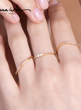 钻石戒指女纯10K金简约气质