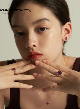 独立设计师品牌风镶嵌红宝石戒指