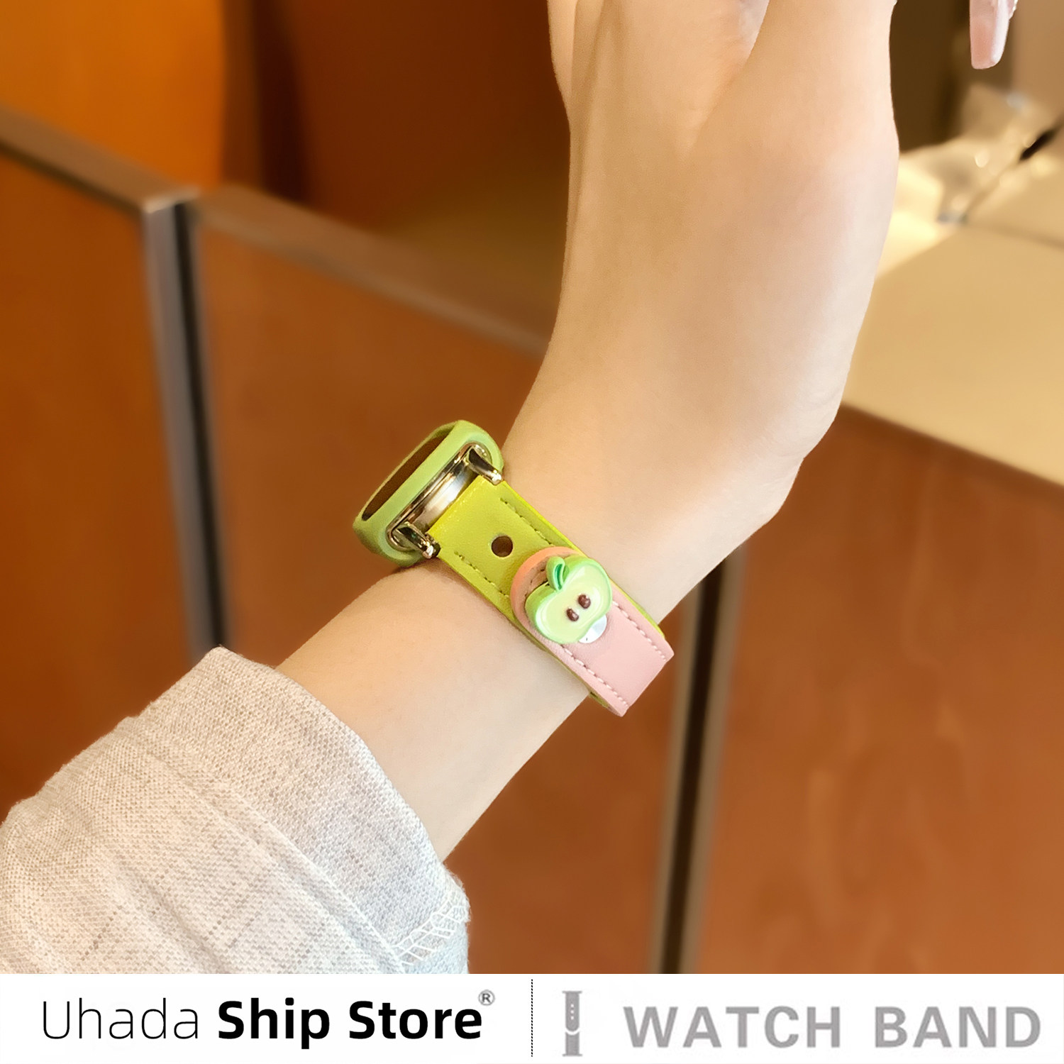 【青苹果】uhada适用小米手环10表带新款小米手环9表带高级感皮质双扣拼色夏天运动创意保护套小米手环8表带,淘宝优惠券,粉丝福利购,淘宝优惠卷