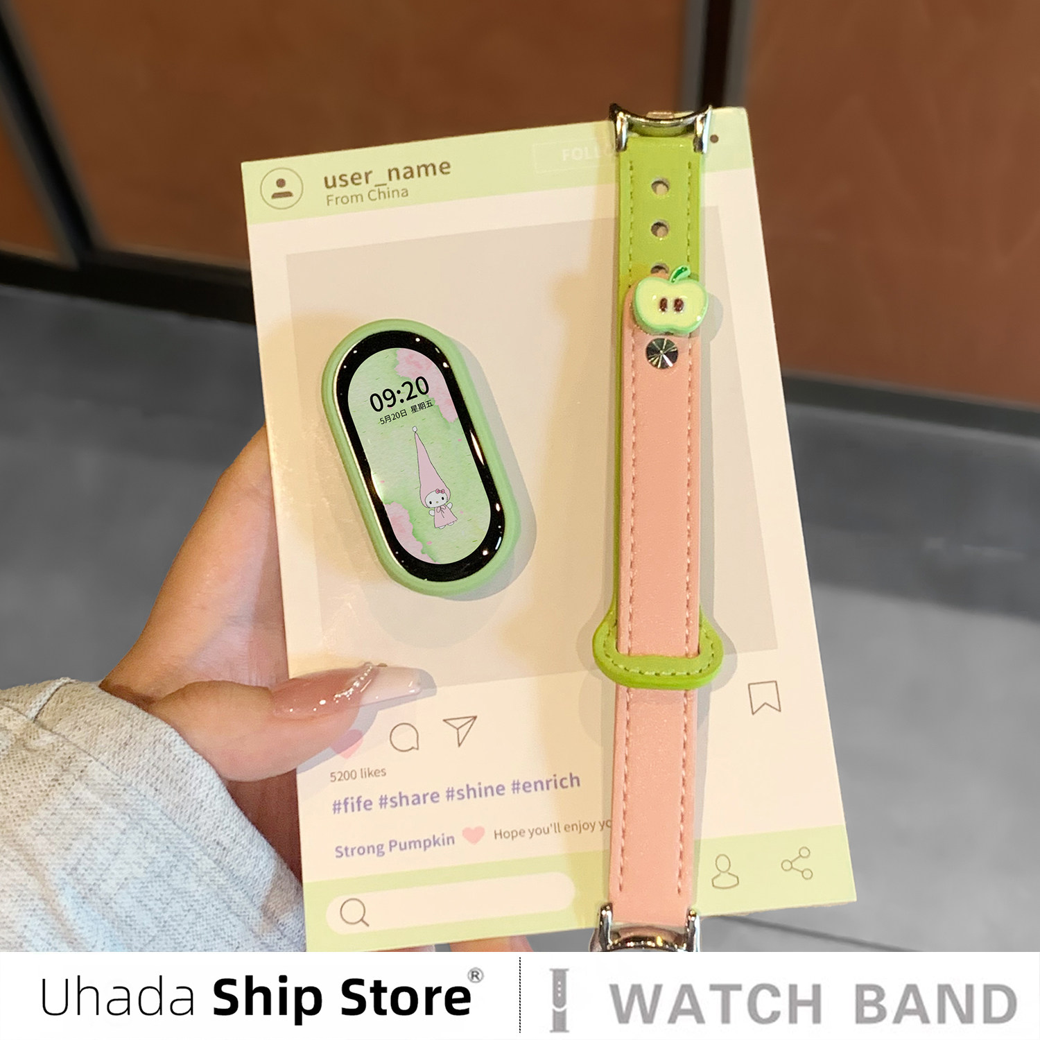 【青苹果】uhada适用小米手环10表带新款小米手环9表带高级感皮质双扣拼色夏天运动创意保护套小米手环8表带,淘宝优惠券,粉丝福利购,淘宝优惠卷