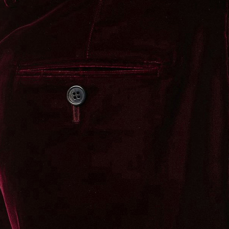 ysl /圣罗兰酒红色经典修身休闲裤 奢批海外休闲裤