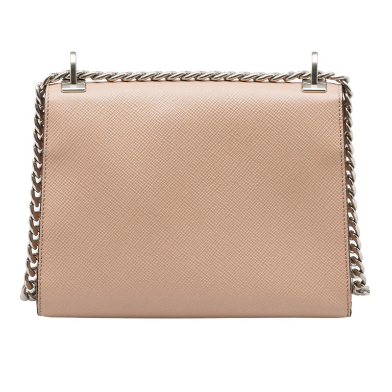 prada正品粉色皮革翻盖链条斜挎包 奢批海外女士包袋