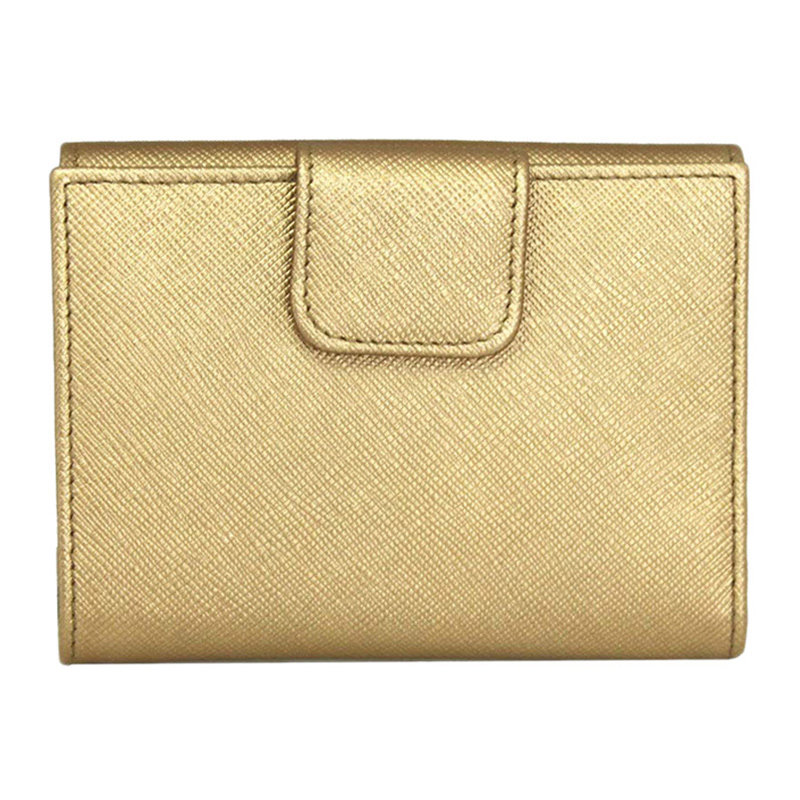 prada女包金属logo摁扣牛皮钱包 奢批海外钱包