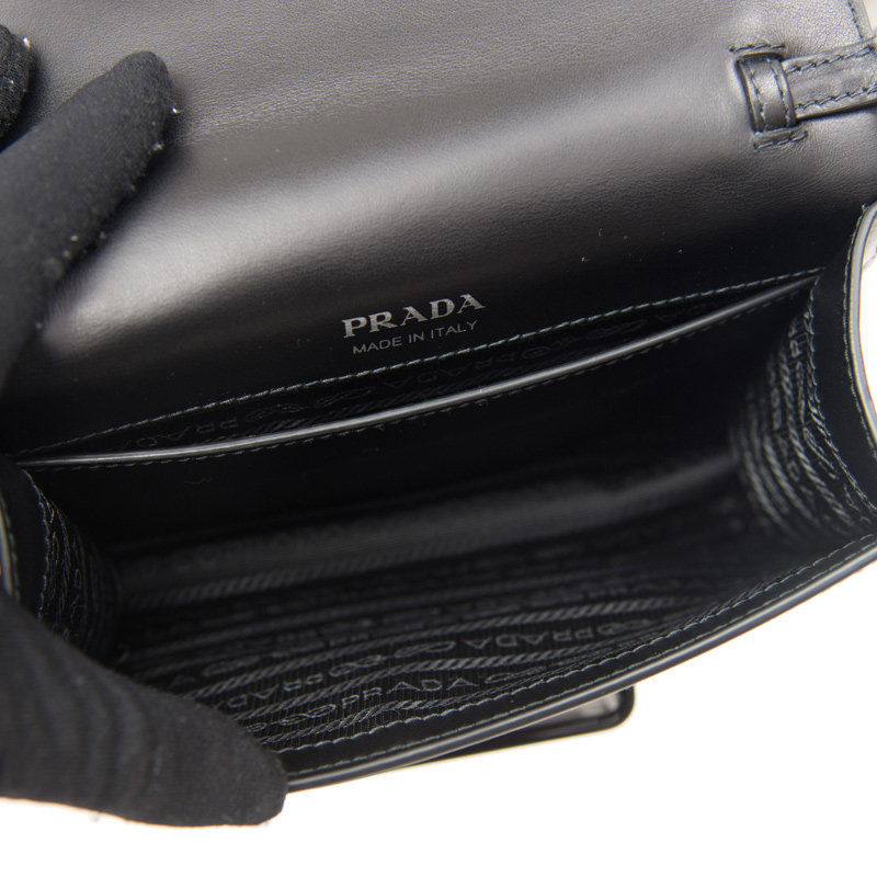prada黑色牛皮logo标识休闲单肩包 奢批海外女士包袋