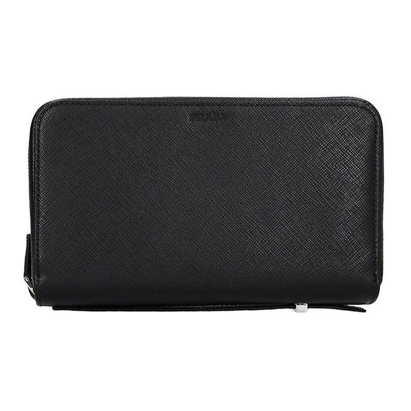 prada男士黑色长款手拿包 奢批海外钱包