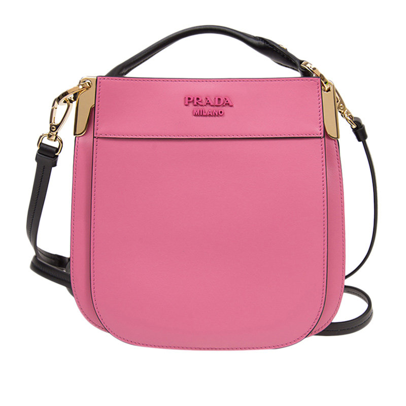 prada粉红色牛皮字母logo单肩包 奢批海外女士包袋