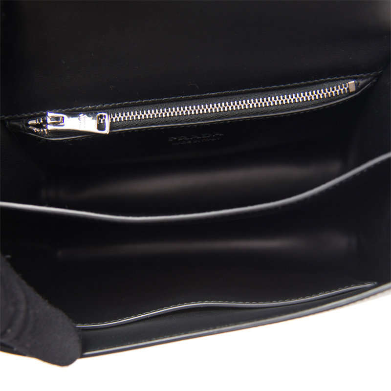 全新prada牛皮黑色手袋logo斜挎包 奢批海外女士包袋