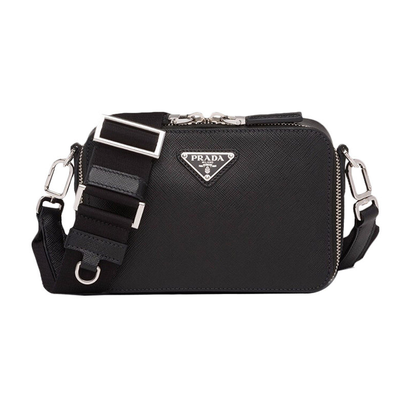 prada /普拉达男士黑色三角斜挎包 奢批海外男士包袋