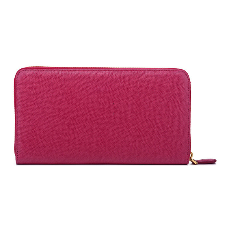 prada牡丹粉女士牛皮钱包 奢批海外钱包