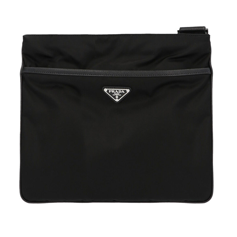 prada官方正品男士黑色三角单肩包 奢批海外男士包袋