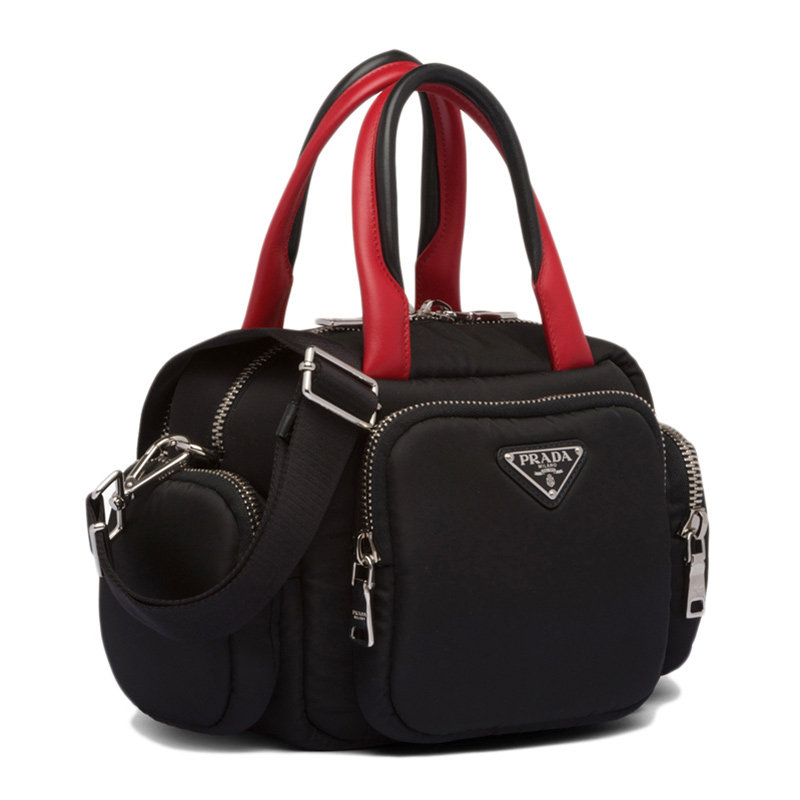 prada/普拉达女士黑色logo手提包 奢批海外女士包袋