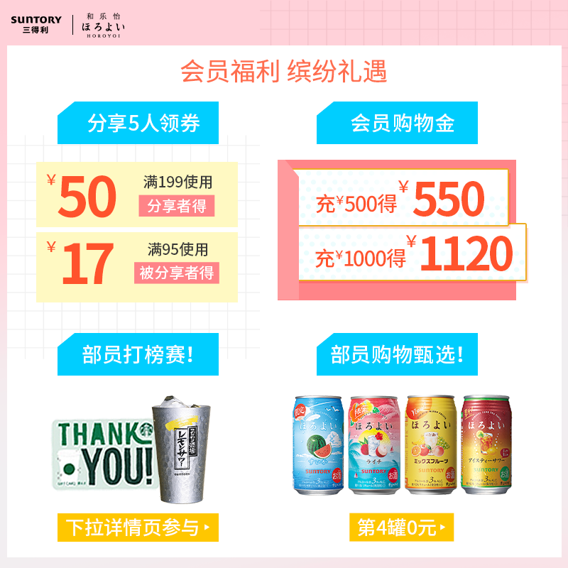 三得利预调酒官方旗舰店日本进口三得利和乐怡预调鸡尾酒350mL8罐低度网红微酒感女士果酒0