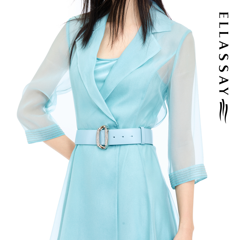 ELLASSAY歌力思春夏新款淡雅减龄中长款两件套风衣女EWF332F00800